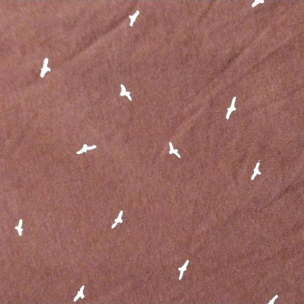 Denim & Flower Maroon Shirt Hoodie with Bird Pattern - Picture 7 of 7